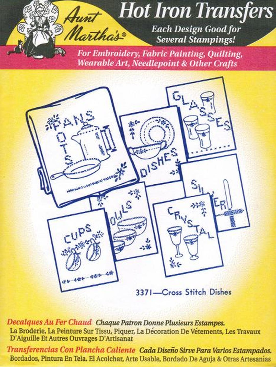 Cross Stitch Dishes Aunt Martha's Hot Iron Embroidery Transfer Designs ...