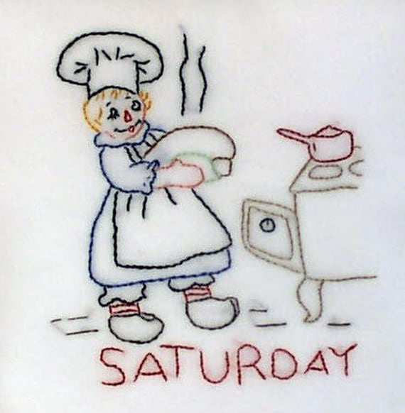 Raggedy Ann Tea Towel Embroidery heat tranfer pattern Mamaw's