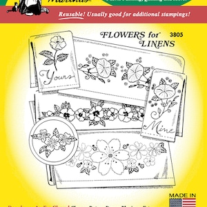 Flowers for Linens Aunt Martha&#39;s Embroidery Transfer Designs 3805