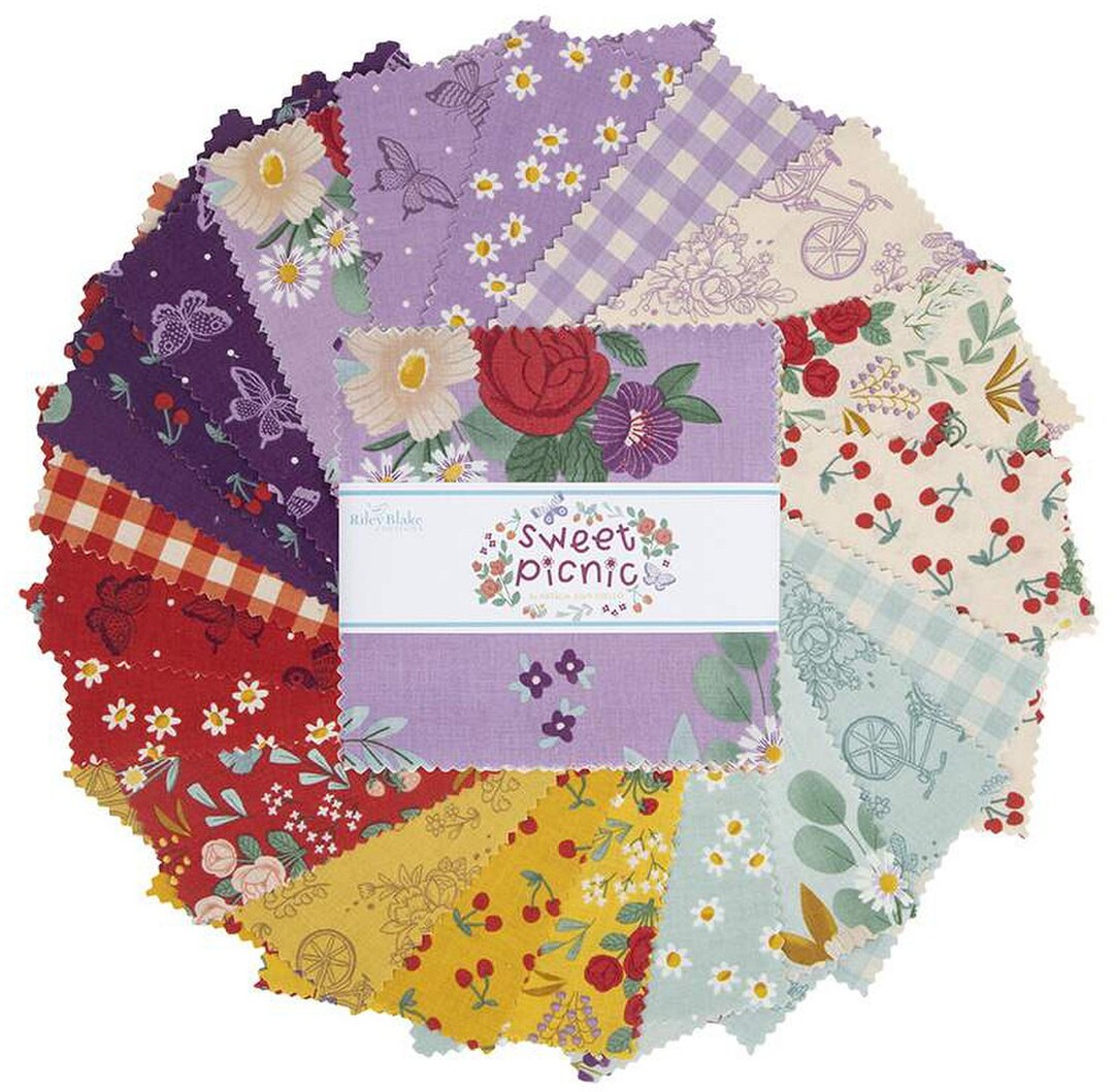 Sweet Picnic Riley Blake 5" Stacker 42 Precut Fabric Quilt Squares by ...