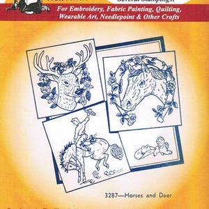 Horses & Deer Aunt Martha&#39;s Hot Iron Embroidery Transfer Designs #3287