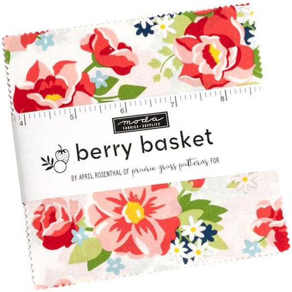 Berry Basket Moda Charm Pack 42 -  5" precut fabric quilt squares by April Rosenthal of Prairie Grass Patterns