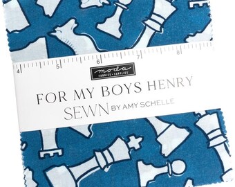 Moda FOR MY BOYS Henry Charm Pack by Amy Schelle 5-inch 100% Cotton Precut Fabric Squares (42 pcs)
