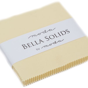 Baby Yellow Bella Solids Moda Charm Pack, 42 -  5&quot; precut fabric quilt squares by Moda Fabrics