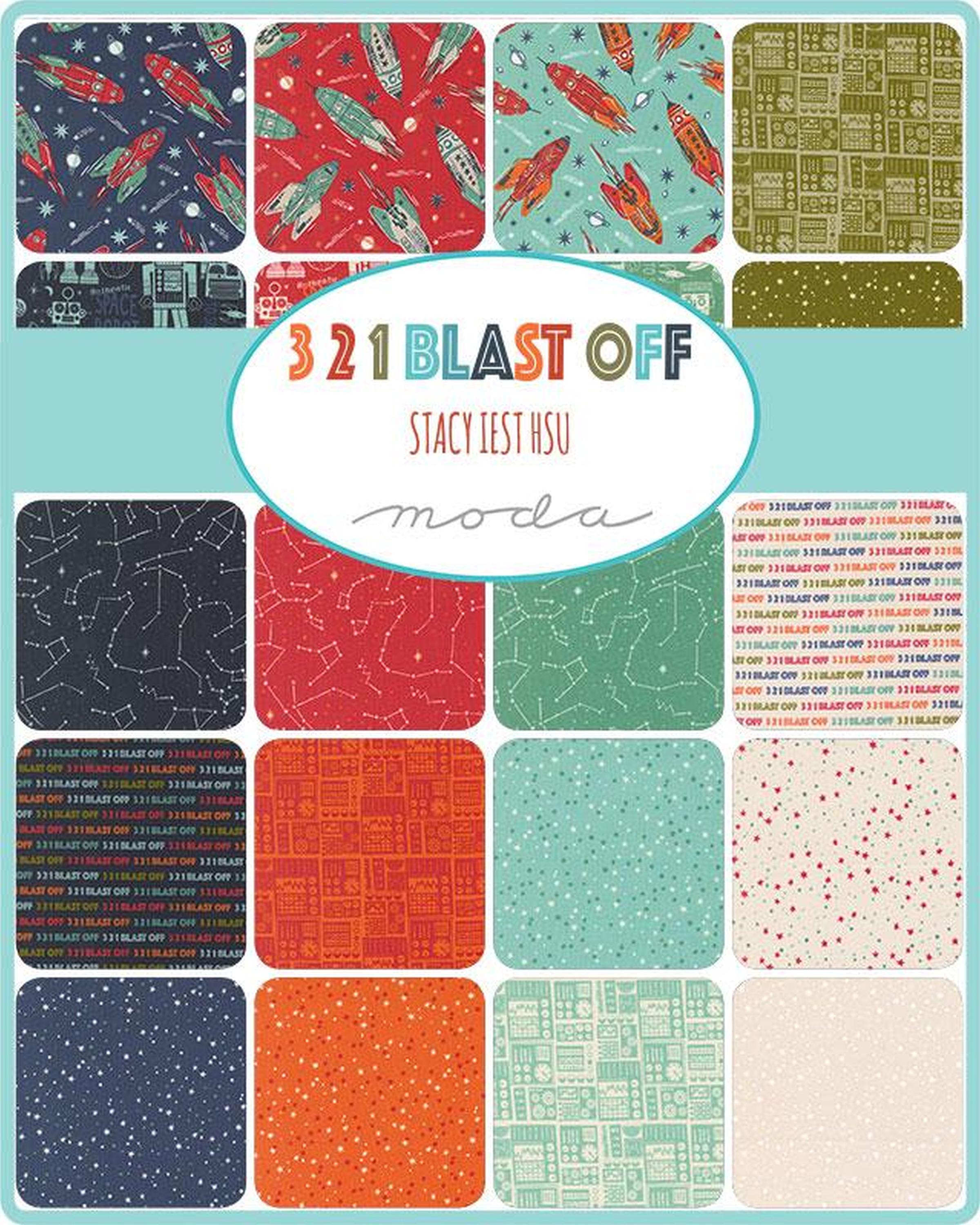 Moda 321 Blast Off Charm Pack - 42 Precut 5" Fabric Squares By Stacy Iest Hsu-442653