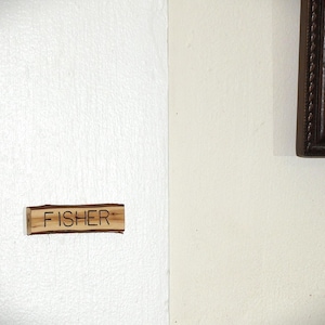 Hand Carved Texas Juniper Wood Name Plate Small – Rustic Office Decor, Personalized Name Sign