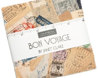 Bon Voyage Moda Charm Pack 42 -  5" precut fabric quilt squares by Janet Clare