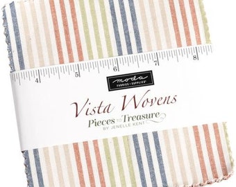 Vista Wovens Moda Charm Pack 42 -  5" precut fabric quilt squares by Jenelle Kent of Pieces To Treasure