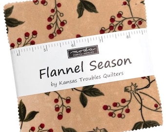 Moda Flannel Season Charm Pack by Kansas Troubles Quilters 5" Precut Fabric Squares (42 pcs)