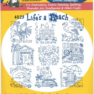  Camping Iron on transfers Set - Camping Adventures Iron on  Embroidery Pattern Set Plus Four White 28X28 Tea Towels.