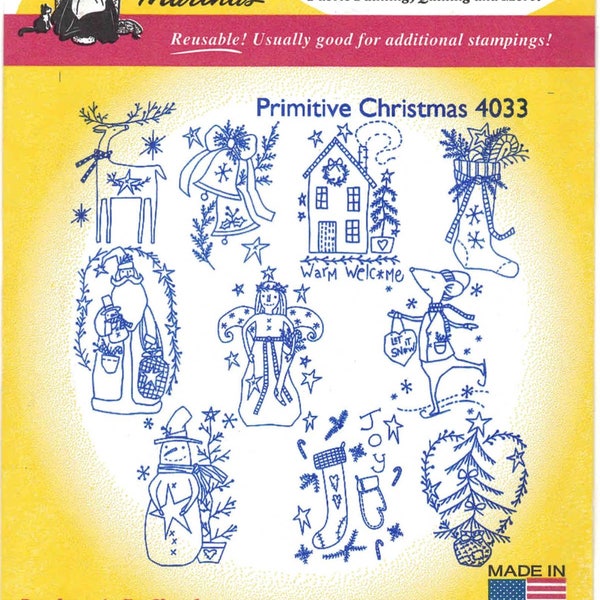 Primitive Christmas Aunt Martha's Embroidery Transfer Designs Pattern #4033