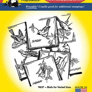Birds for Varied Uses #9637 Aunt Martha's Embroidery Transfer Designs Pattern