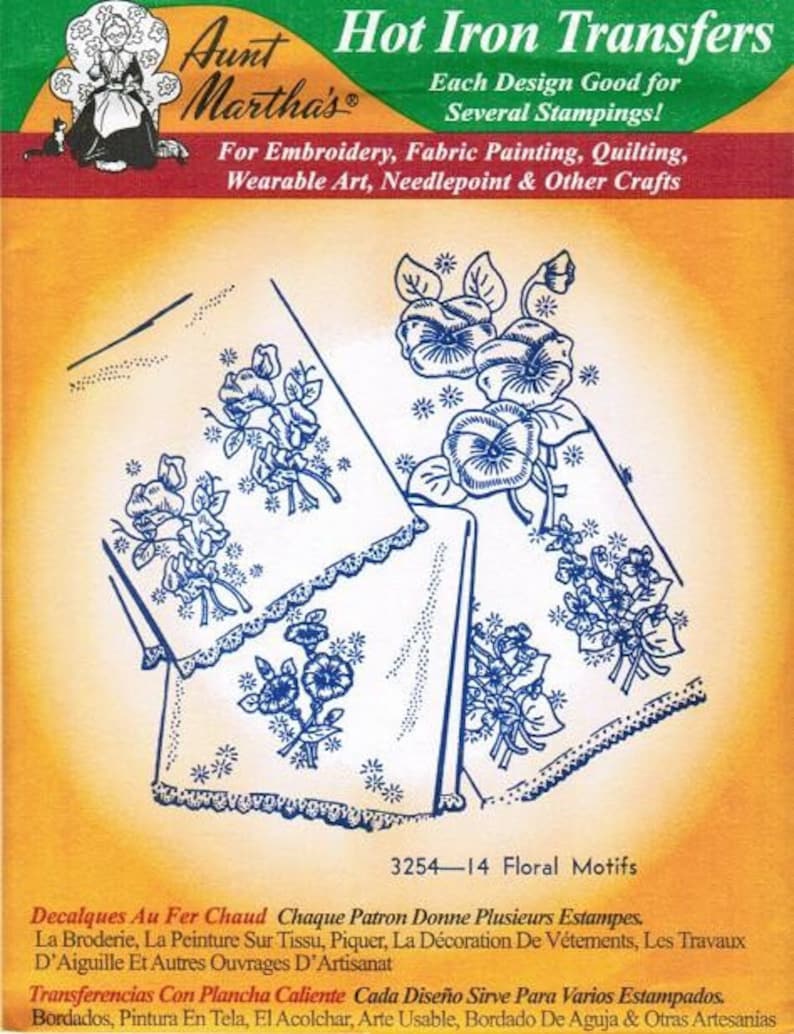 14 Floral 3254 Aunt Martha's Embroidery Transfer Designs Etsy