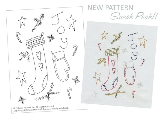 vintage Christmas designs, Aunt Marthas embroidery transfers for