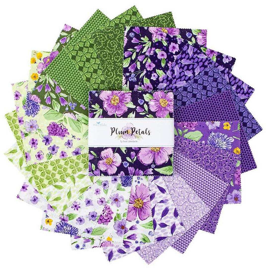Plum Petals Riley Blake 5" Stacker 42 Precut Fabric Quilt Squares by ...