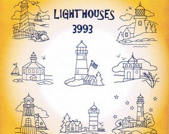 Lighthouses #3993 Aunt Martha's Embroidery Transfer Designs Pattern
