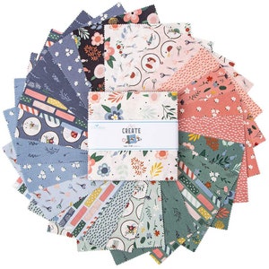Let&#39;s Create Riley Blake 5&quot; Stacker 42 Precut Fabric Quilt Squares by Echo Park Paper Co.