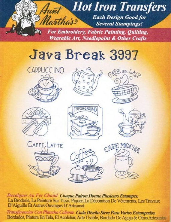 Java 3997 Break Aunt Martha's Hot Iron Embroidery Transfer