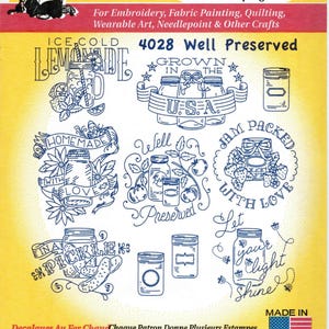 Well Preserved Canning Aunt Martha's Embroidery Transfer Designs #4028