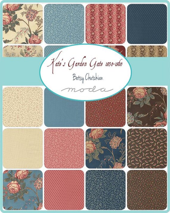 Moda Fabrics Kate's Garden Gate Charm Pack by B Chutchian 42-5 Inch Precut  Quilt Squares Assorted