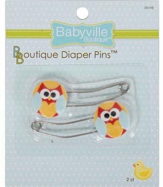 Sweet Stuff Owls Babyville Boutique Diaper Pins for Cloth Diapers and  Crafts 2 per Package 