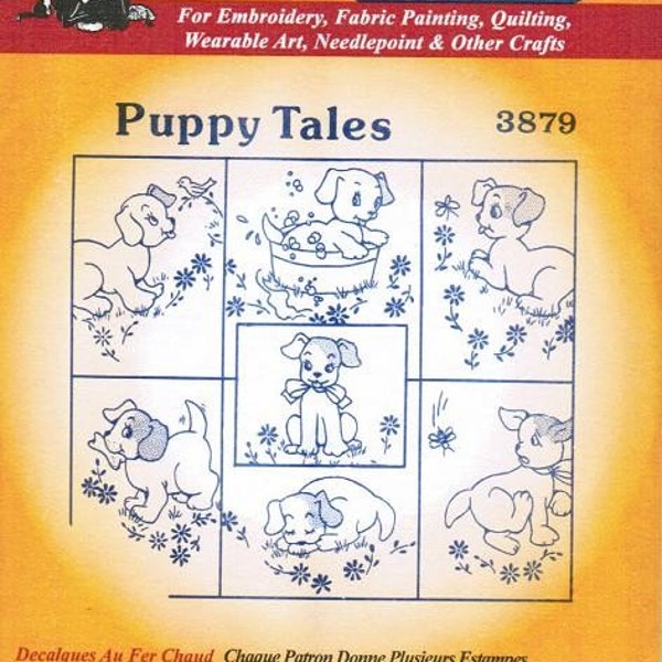 Puppy Tales #3879 Aunt Martha's Embroidery Transfer Designs