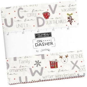 On Dasher Moda Charm Pack 42 -  5&quot; precut fabric quilt squares by Sweetwater