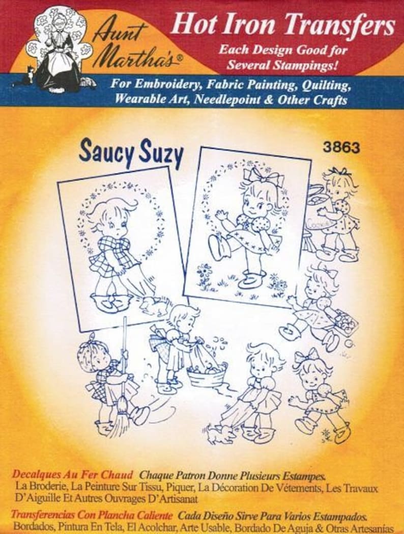 Saucy Suzy 3863 Aunt Martha's Embroidery Transfer Designs image 1