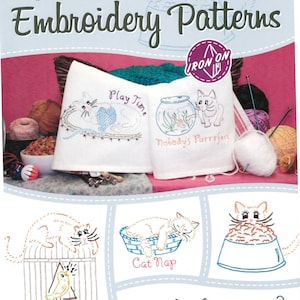 NEW Clever Kitties Designs Aunt Martha&#39;s Hot Iron Embroidery Transfer Booklet 8 pages