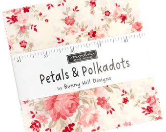 Moda PETALS & POLKA DOTS Charm Pack by Bunny Hill Designs 5-inch Precut Fabric Squares (42 pcs)
