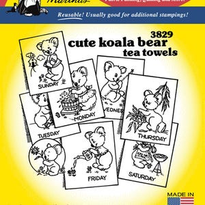 Cute Koala Bear Aunt Martha&#39;s DOW Embroidery Transfer Designs #3829