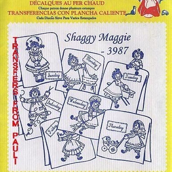 Shaggy Maggie (Raggedy Ann) Aunt Martha's DOW Hot Iron Transfer