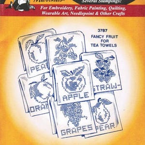 Fancy Fruit #3787 Aunt Martha&#39;s cross stitchEmbroidery Transfer Designs