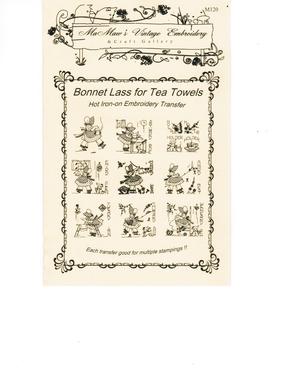 LOT Brand New Aunt Martha's Hot Iron Embroidery Transfer Pattern Towels -  Animals Penguin, duck, kitty cat, frog, mouse
