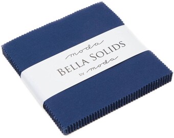 Moda Bella Solids NAUTICAL BLUE Charm Pack 100% Cotton 5-inch Precut Fabric Craft Squares (42 pcs)