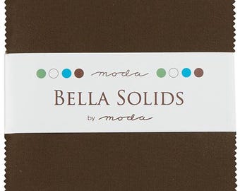 Moda Bella Solids BROWN Charm Pack 100% Cotton 5-inch Precut Fabric Craft Squares (42 pcs)