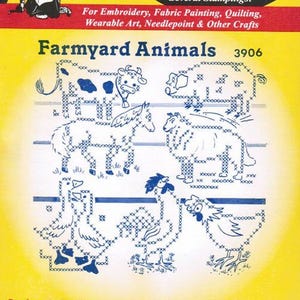 X-Stitch Farmyard Animals Aunt Martha&#39;s Embroidery Transfer Designs Pattern #3906