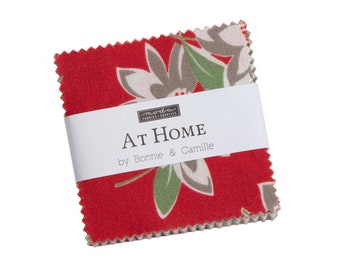 At Home-Red Moda Mini Charm Pack, 42 -  2.5" precut fabric quilt squares by Bonnie & Camille