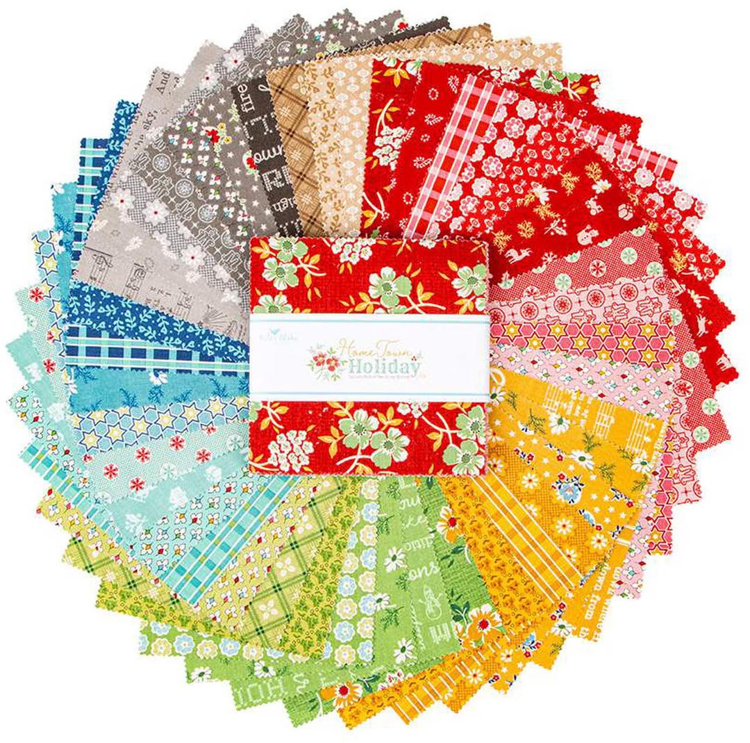 Home Town Holiday Riley Blake 5" Stacker 42 Precut Fabric Quilt Squares ...