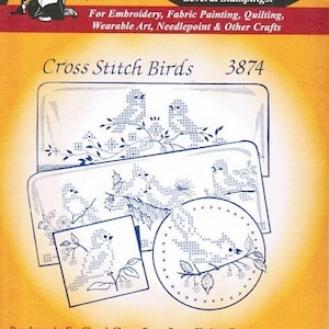 Cross stitch birds 3874 Aunt Martha's Embroidery Transfer Designs Pattern
