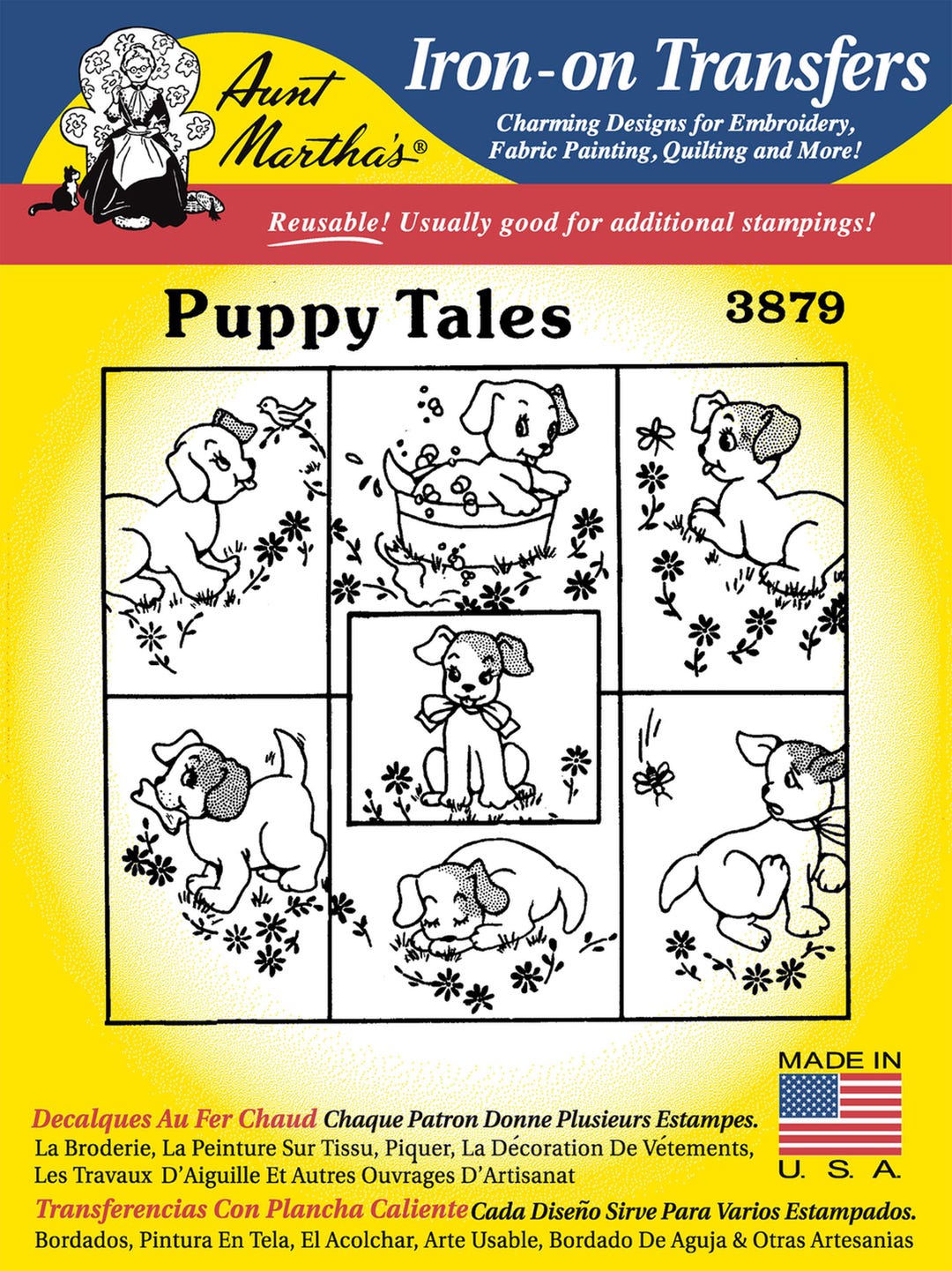 Puppy Tales #3879 Aunt Martha's Embroidery Transfer Designs - Etsy