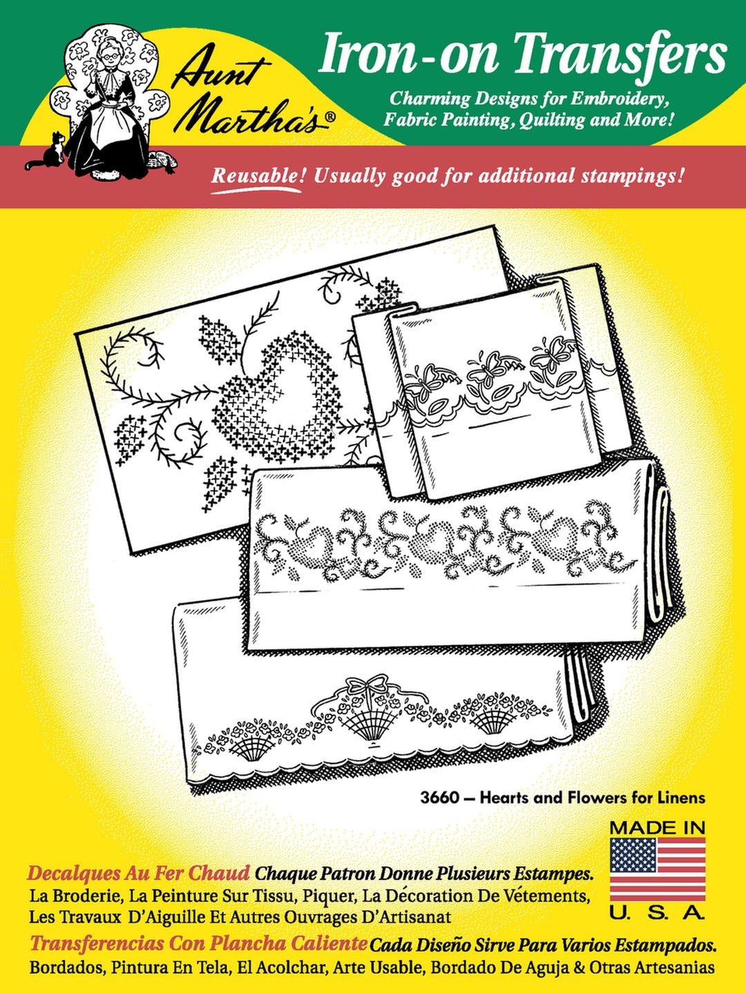 Hearts and Flowers for Linens Cross Stitch Cutwork Aunt Martha's ...