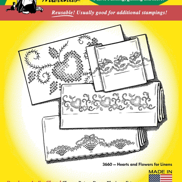 Hearts and Flowers for Linens Cross Stitch Cutwork Aunt Martha's Embroidery Transfer #3660
