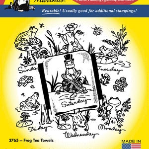 Frog Tea Towels Aunt Martha's DOW Embroidery Transfer Designs #3765