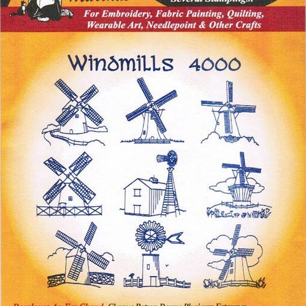 New Windmills Aunt Martha's Embroidery Transfer Designs Pattern