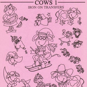Cartoon Cows 1 Aunt Martha's Hot Iron Transfers Booklet 8 pages #357