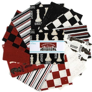 I'd Rather Be Playing Chess Riley Blake 5" Stacker 42 Precut Fabric Quilt Squares by Tara Reed