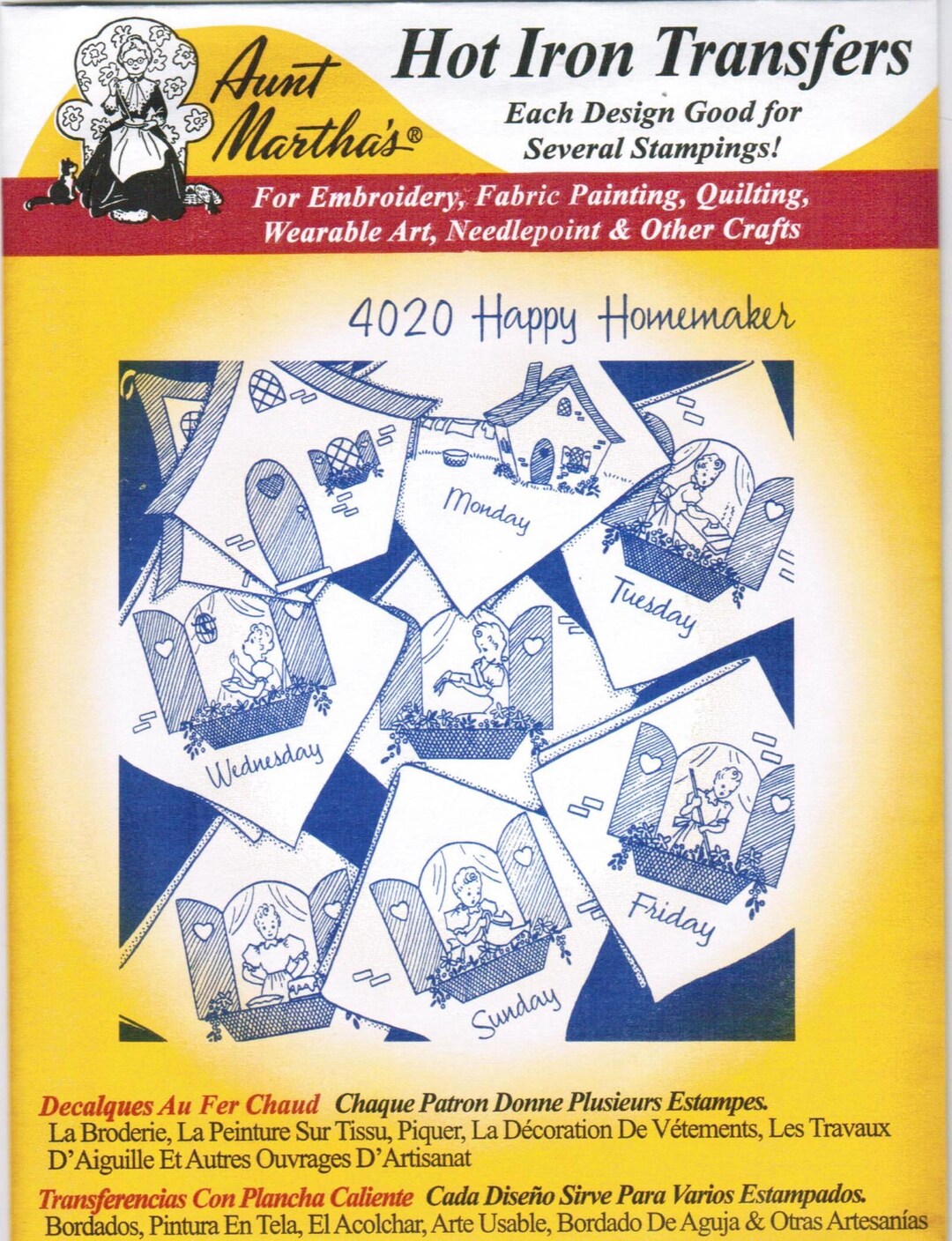 Happy Homemaker Aunt Martha's Embroidery Transfer Designs #4020 - Etsy