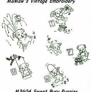 M3604 Sweet Puppy Dog Motifs Hot Iron Embroidery Transfer Patterns by Mamaw&#39;s Embroidery