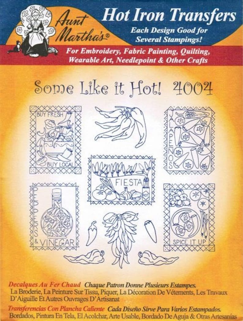 Some Like It Hot Aunt Martha's Embroidery Transfer Designs Pattern - Etsy